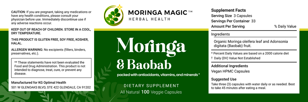 Moringa & Baobab label