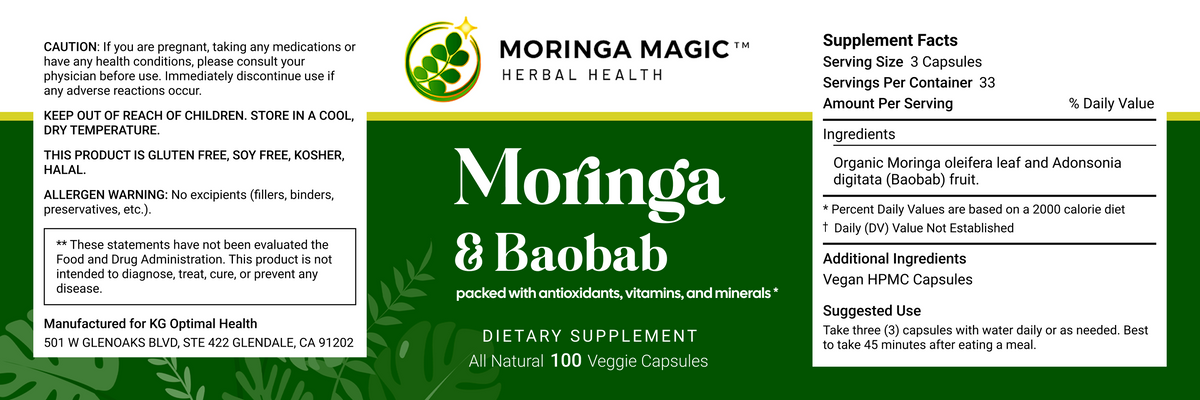 Moringa & Baobab label