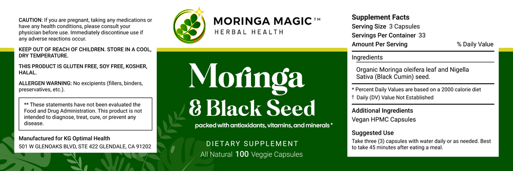 Moringa & Black Seed label