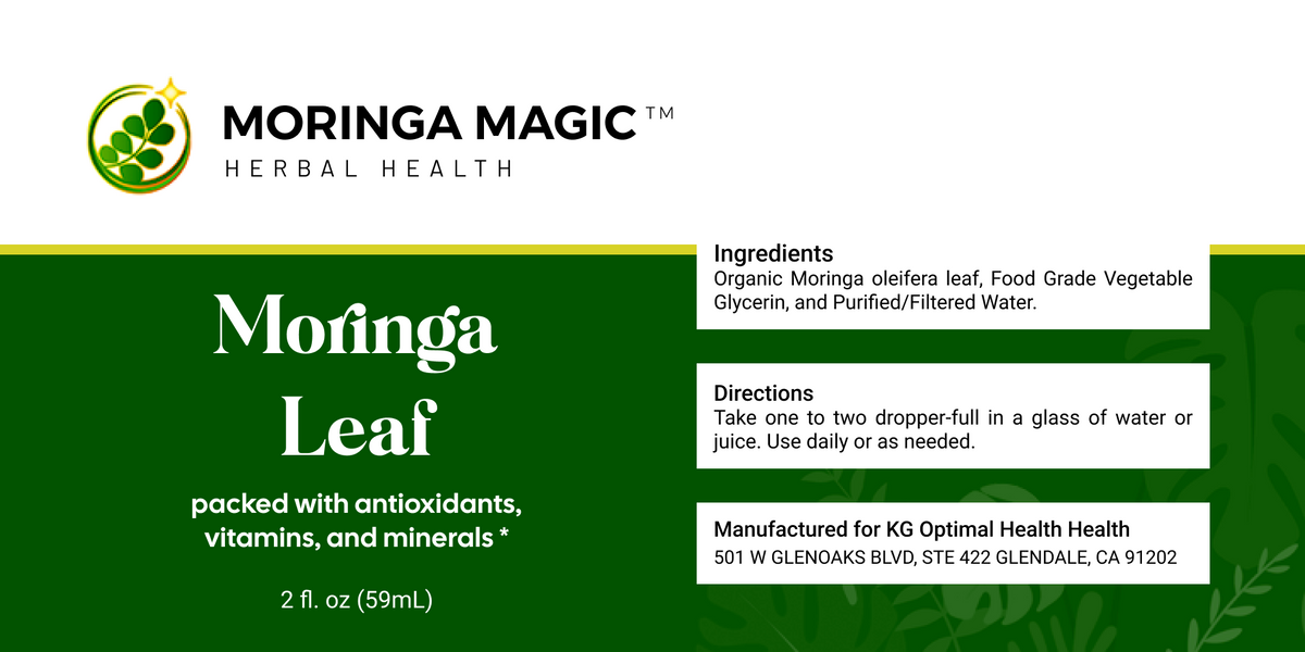 Moringa Leaf Elixir label