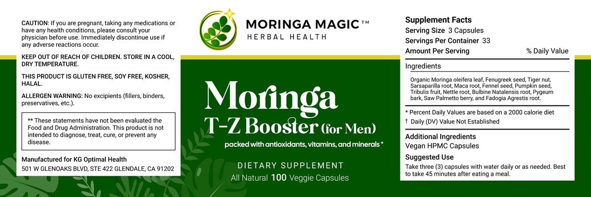 Moringa T-Z Booster (for Men) label